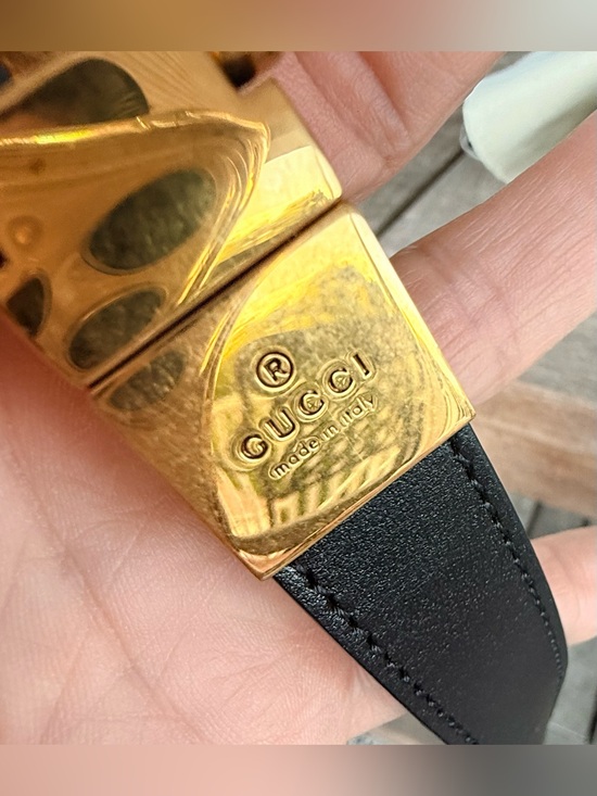 Gucci GG Marmont Reversible Black Ivory Leather Belt Size 80/32 Gold Buckle main image 6
